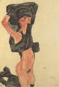 Egon Schiele Kneeling Girl,Disrobing (mk12) USA oil painting reproduction